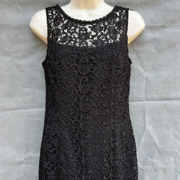 WHBM White House Black Market Lace Overlay Sheath Dress Sleeveless Size 2 Party - Picture 3 of 8